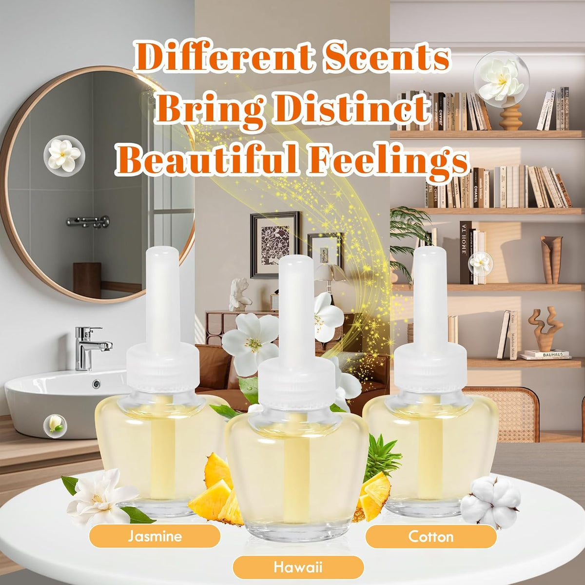 Plug-in Air Freshener Refills - Hawaiian Jasmine Cotton Scented Essential Oil Refills 6 Count
