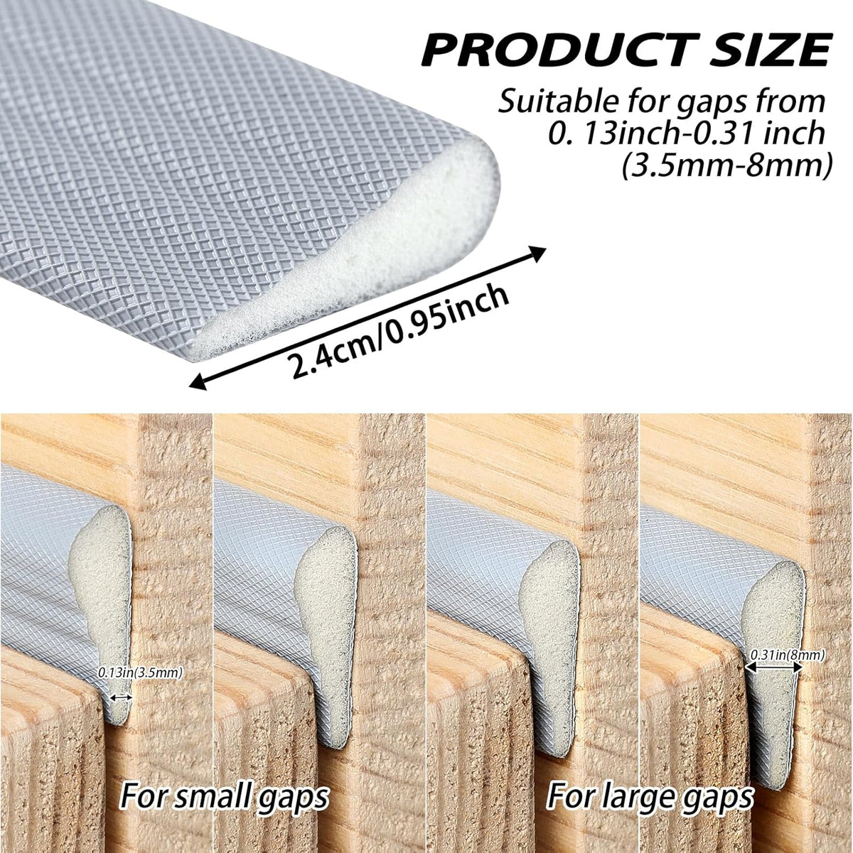 QDiShi 118" Wedge-Shape Weather Stripping Door Seal Weatherproof Foam Seals Self Adhesive