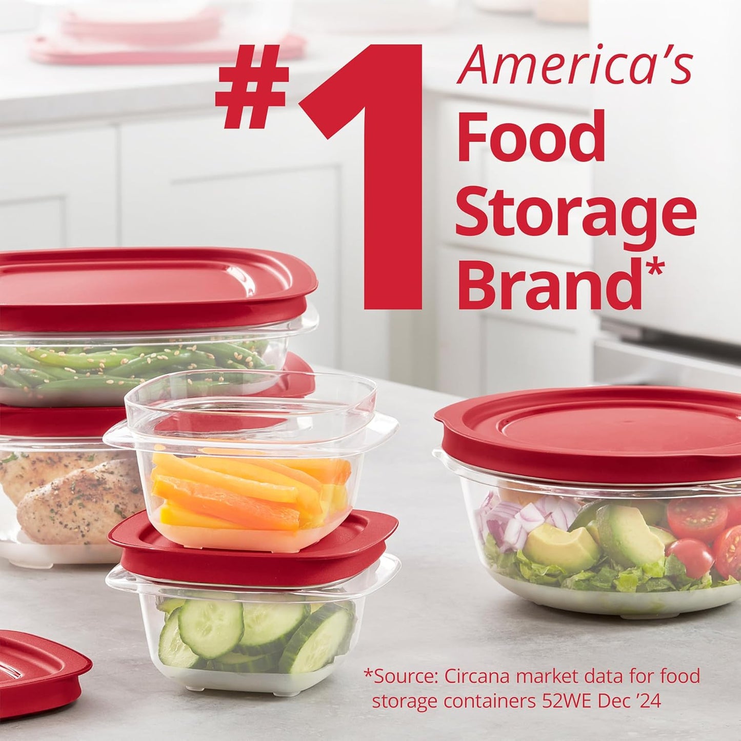 Rubbermaid EasyStore Square and Round Containers, 14-Piece Set, Food Storage Containers, Food
