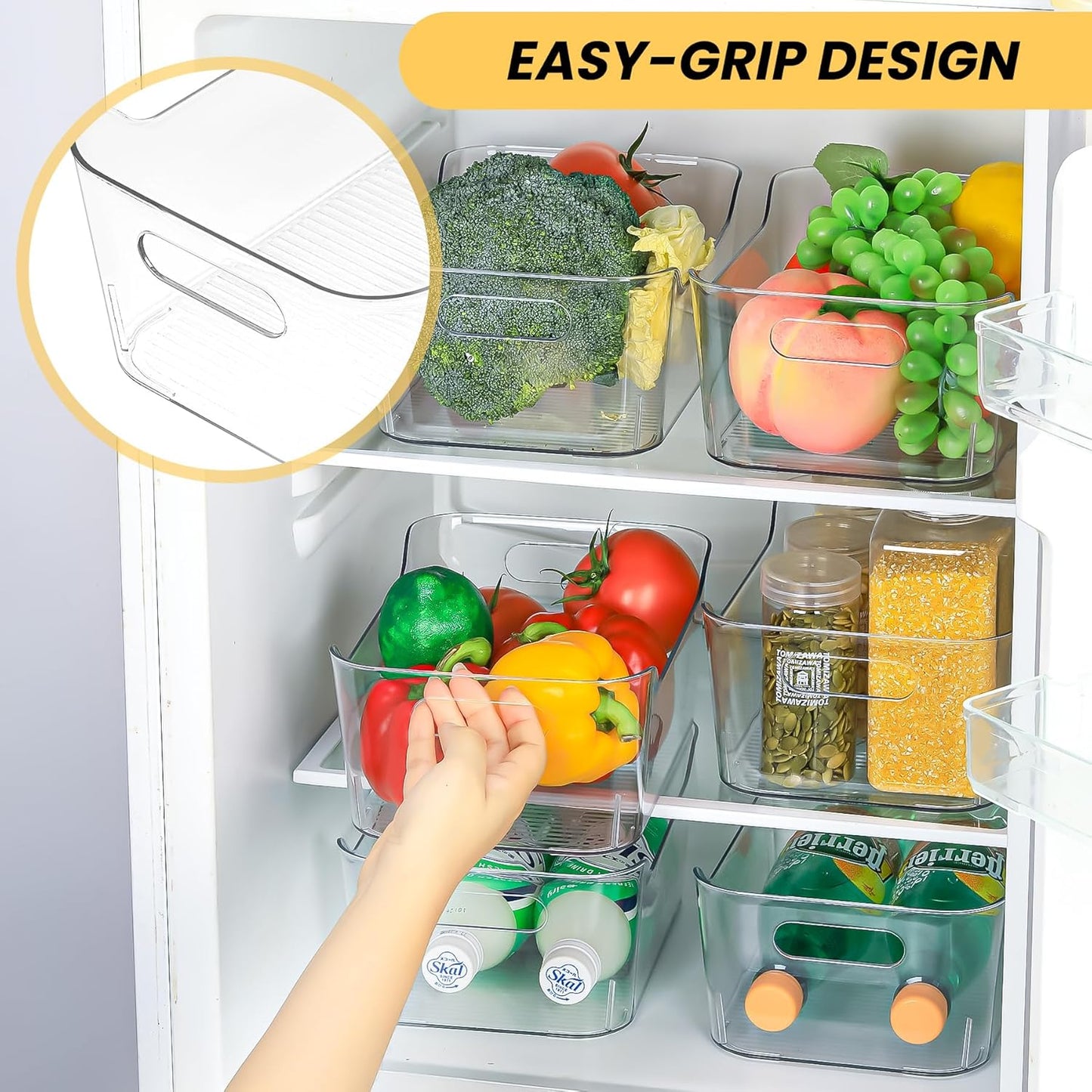 Clear Plastic Storage Bins, Set of 12, Multi-Use Organization and Storage Containers for Pantry