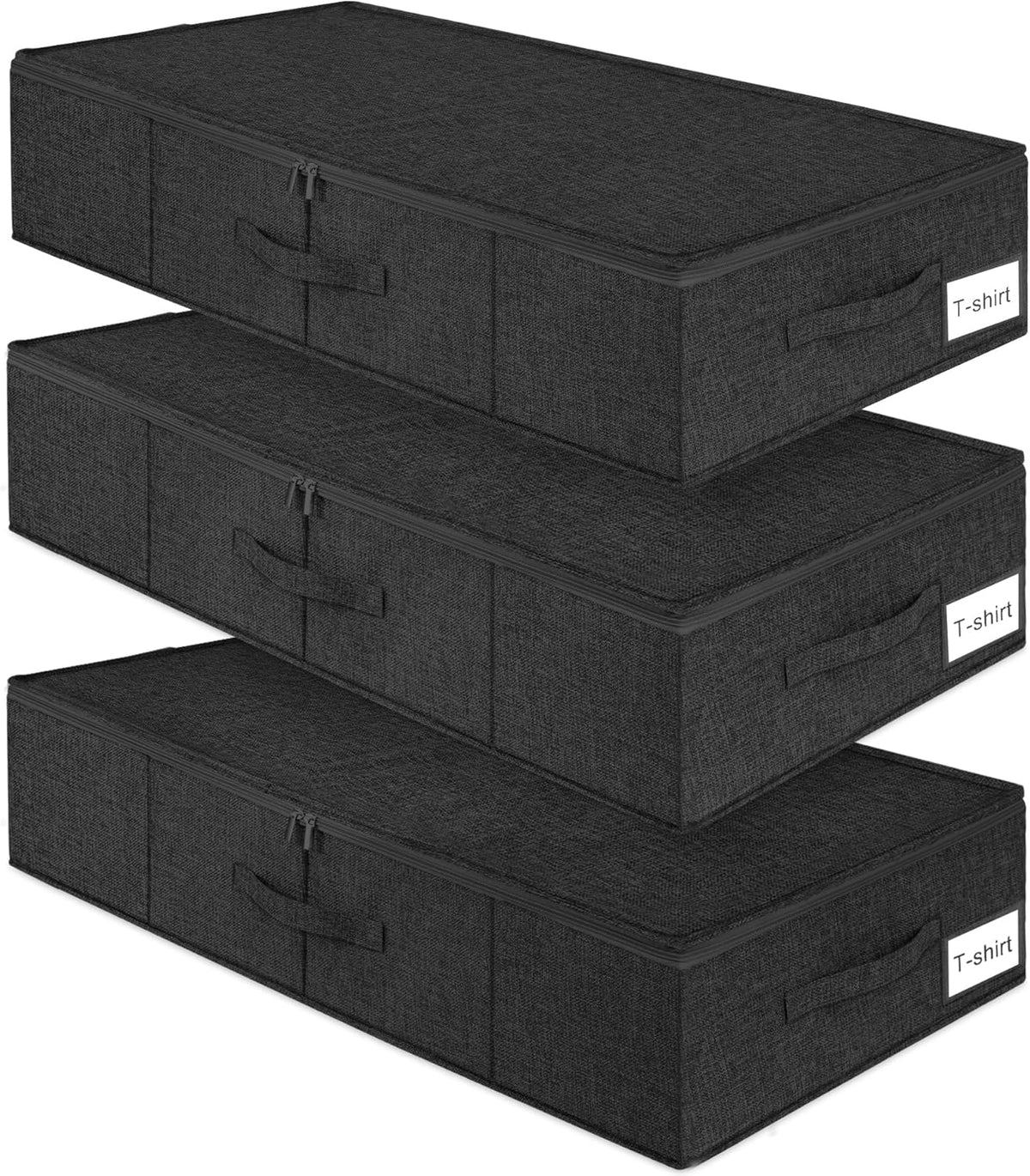 Under Bed Storage Container, 3 Pack Underbed Storage Bags With Lid, Foldable Sturdy Clothes Storage