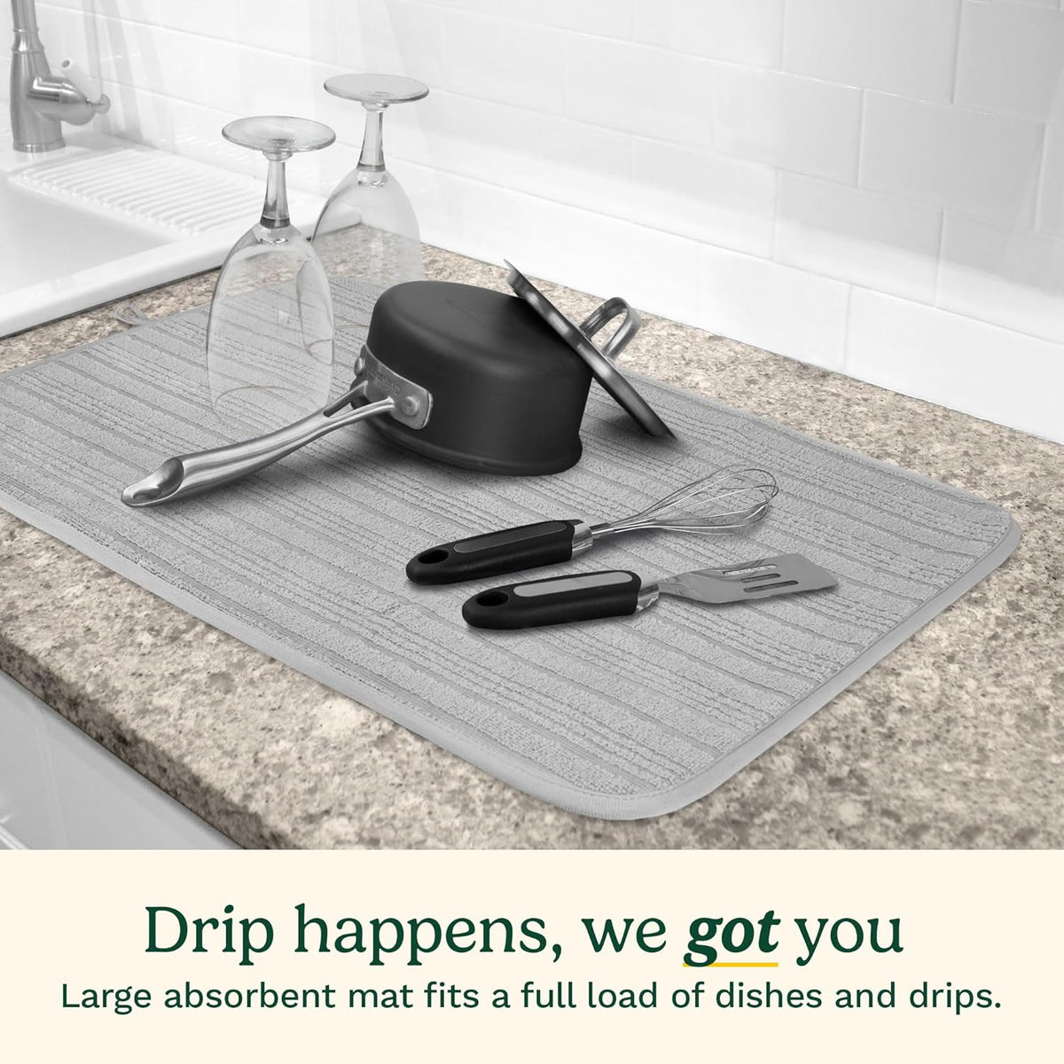 Cuisinart Dish Drying Mats for Kitchen Counter - (2) 18" x 24" Ultra Absorbent Dish Drying Mat XL