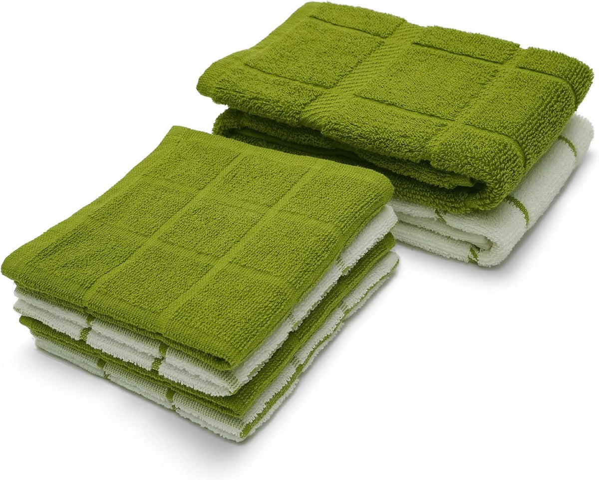 100% Cotton Terry Dish Cloth & Dish Towel, 6 Pack, Super Soft and Absorbent Kitchen Towels, Perfect