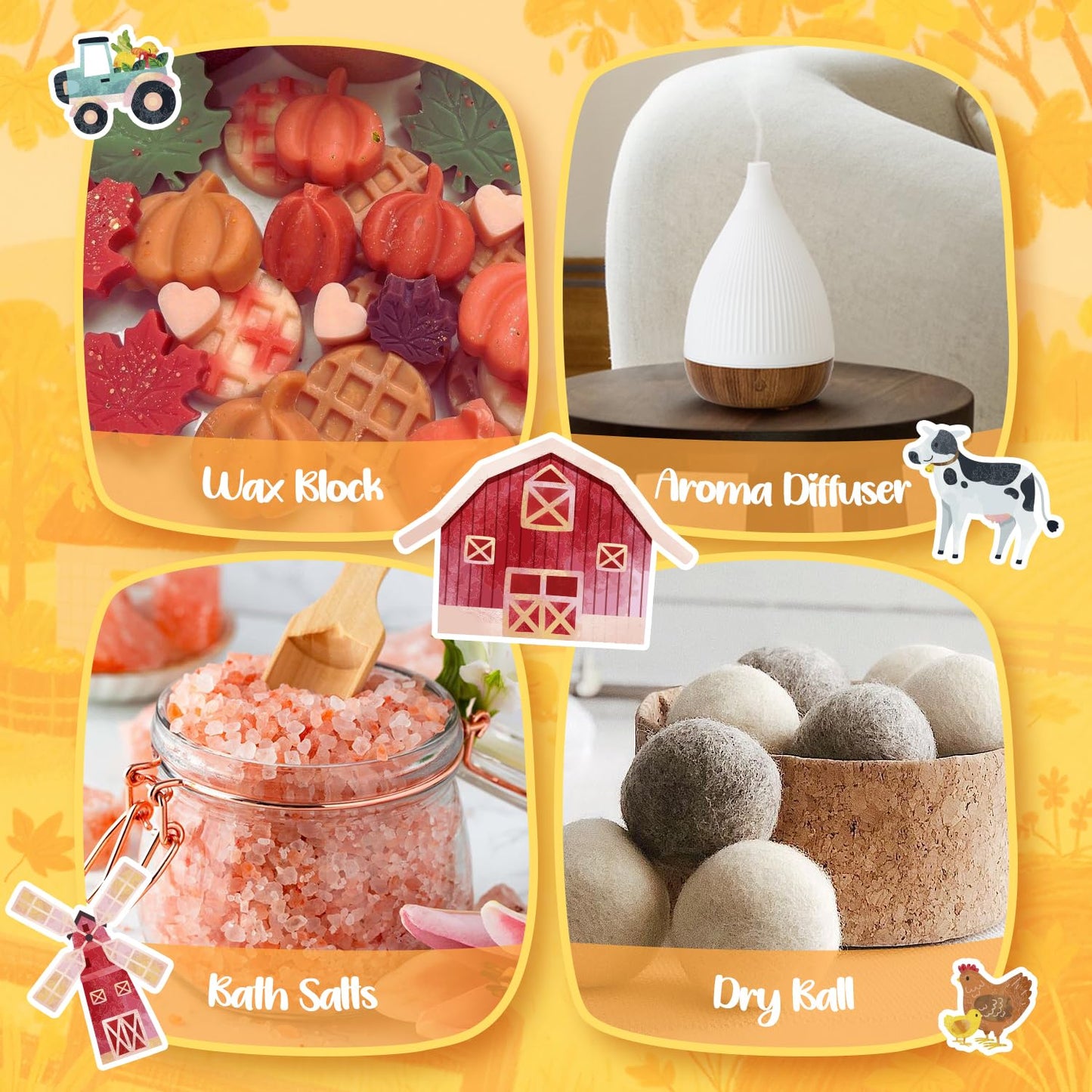 Fall Cozy Cabin Fragrance Oils Set, Essential Oil for Diffuser, Use for Soap Candle Making-Smoky