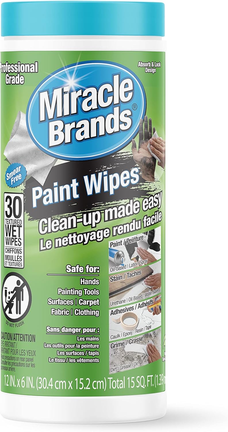MiracleWipes for Paint Prep & Cleanup, Remove Tough Grime Build-Up, Wet Paint, Caulking, Epoxy