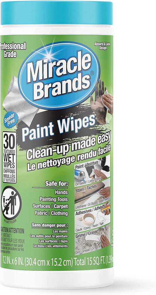 MiracleWipes for Paint Prep & Cleanup, Remove Tough Grime Build-Up, Wet Paint, Caulking, Epoxy