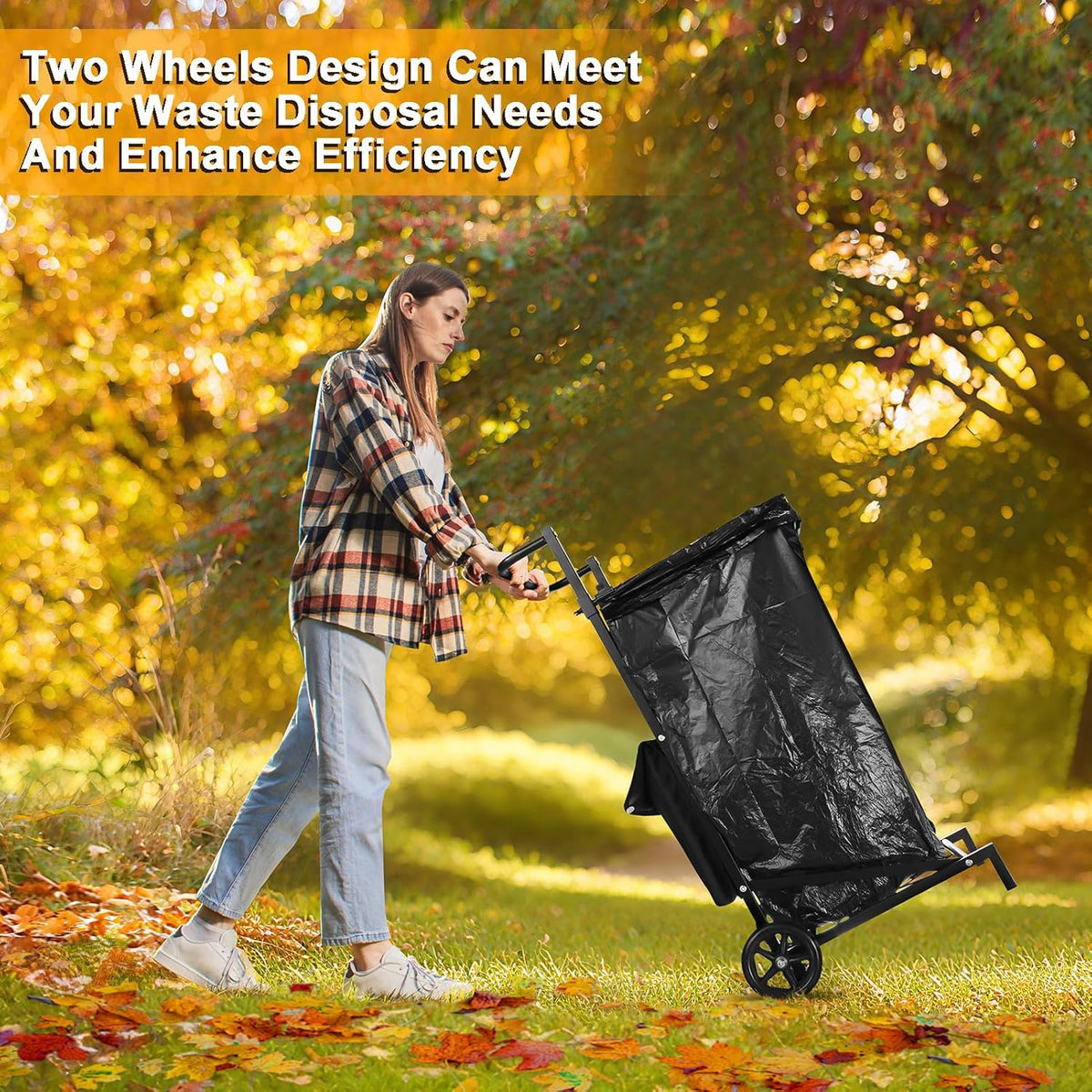 Leaf Bag Holder, Trash Bag Holder Stand, Lawn Bag Holder, Adjustable Outdoor Metal Portable Trash