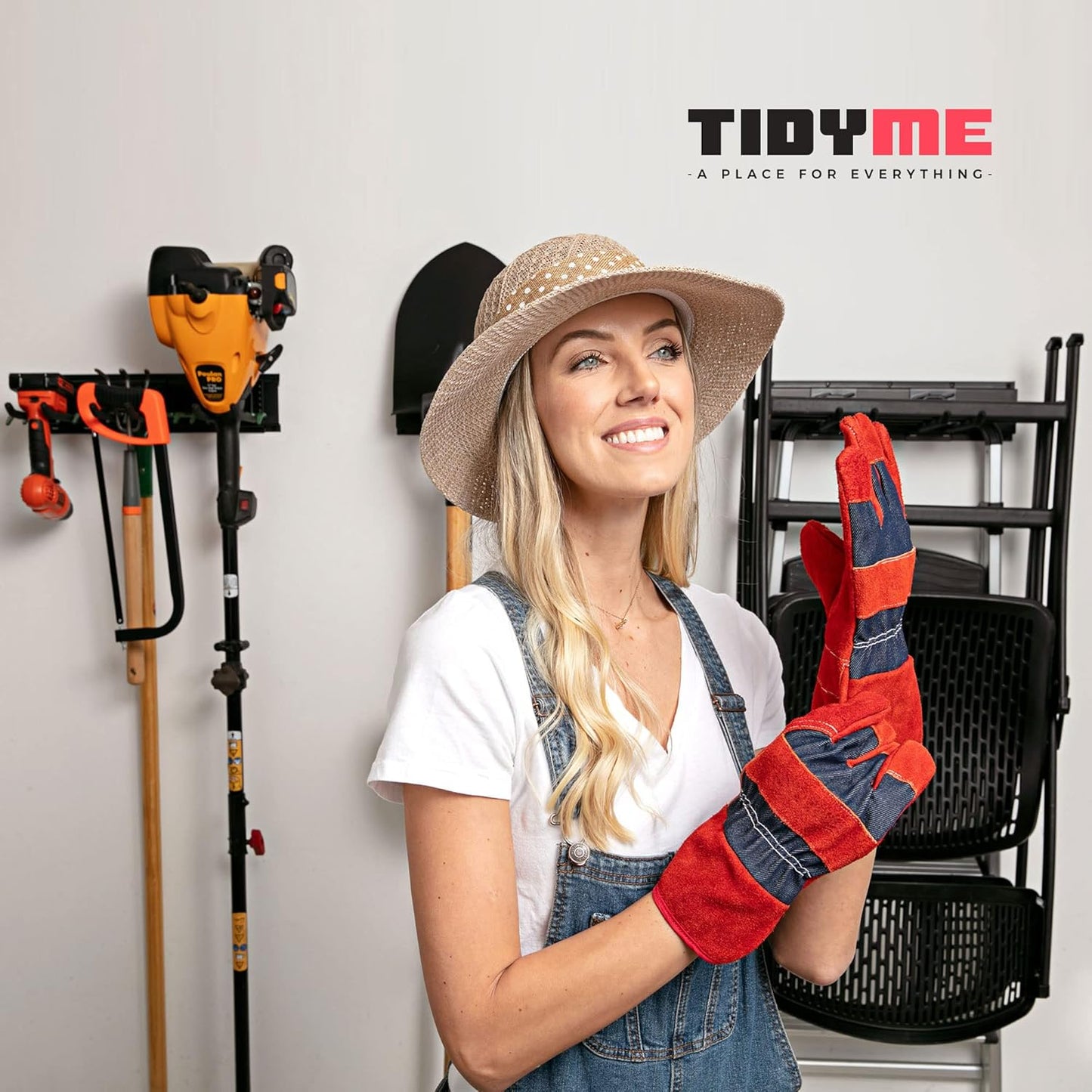 Garage Wall Organizer | 48" Heavy-Duty Tool Storage Rack | Adjustable Double-Layer Hooks | 300 lbs