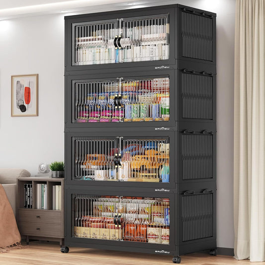 BROVIEW 800Qt Extra Large Stackable Storage Bins with Lid, Closet Organizer Collapsible Drawer