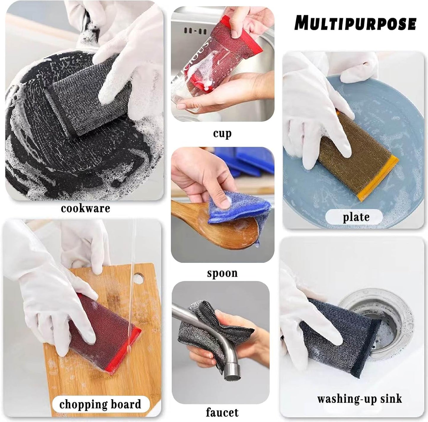 Steel Wool Scrubber Dish Sponges - Kitchen Scrubbing Pads Pot Scrubber for Kitchen Non Scratch
