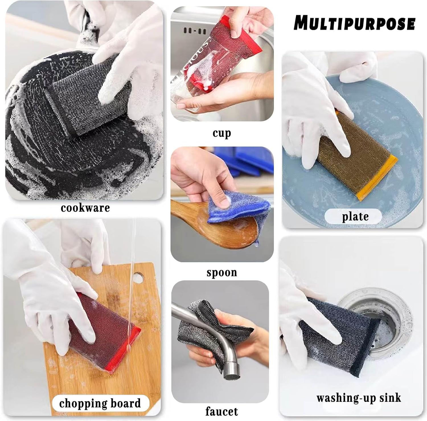 Steel Wool Scrubber Dish Sponges - Kitchen Scrubbing Pads Pot Scrubber for Kitchen Non Scratch