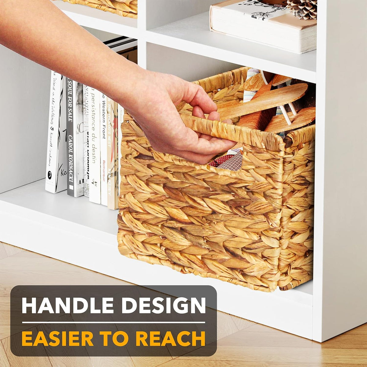 SpaceAid 6 Pack Wicker Basket, Storage Baskets for Organizing, Woven Rattan Basket with Handles for