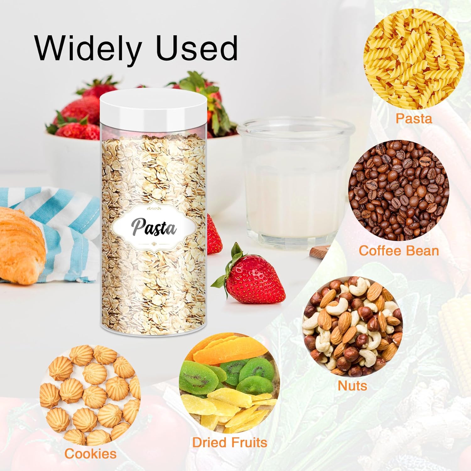 24 Pcs Plastic Jars, 16 OZ Plastic Jars with White Lids Clear Airtight Slime Containers Refillable