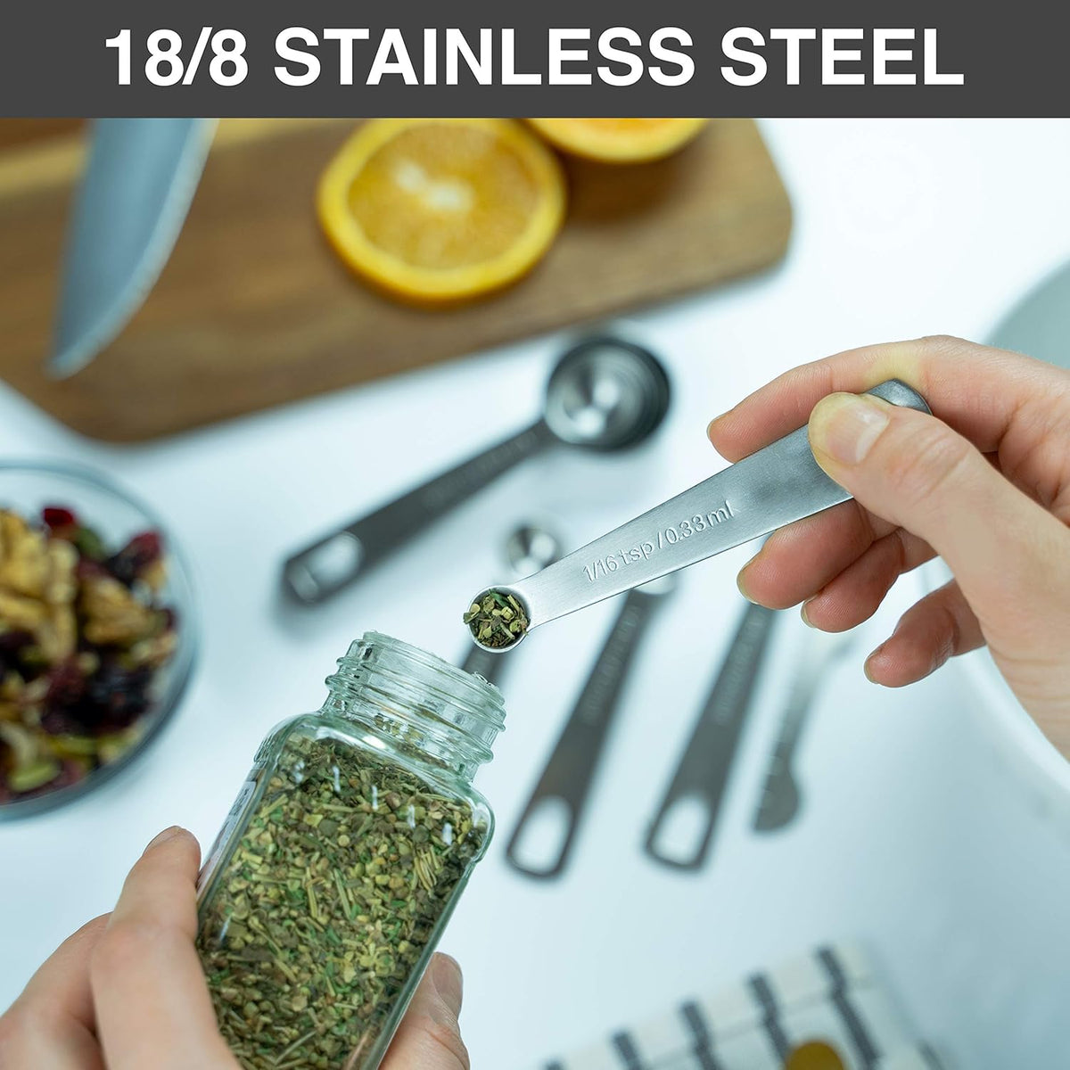 BALCI - 9 Measuring Spoons, Heavy Duty 18/8 Premium Stainless Steel Measuring Spoons Set, Spoons