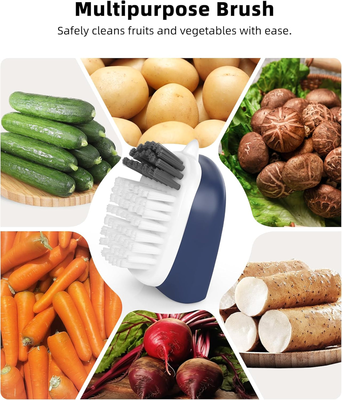 Potato Scrubber and Veggie Brush, Self-Standing Kitchen Brush for Fruit and Vegetable Cleaning