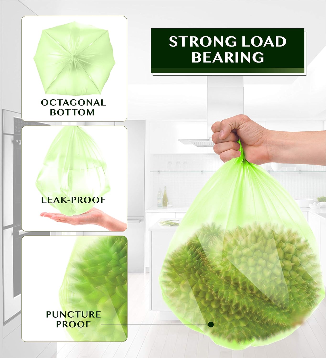FORID 4 Gallon Garbage Bags, 150 Count, Unscented, Strong Trash Can Liners, 15 Liter Wastebasket
