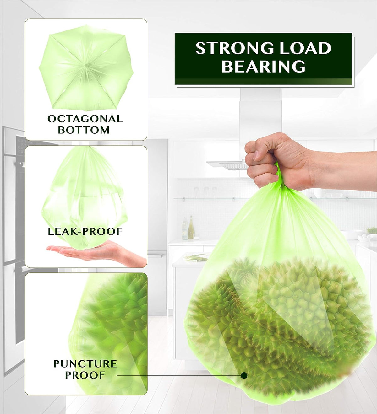 Compostable Trash Bags - FORID 1.2 Gallon Small Garbage Bags 150 Count Mini Strong Trash Can Liners