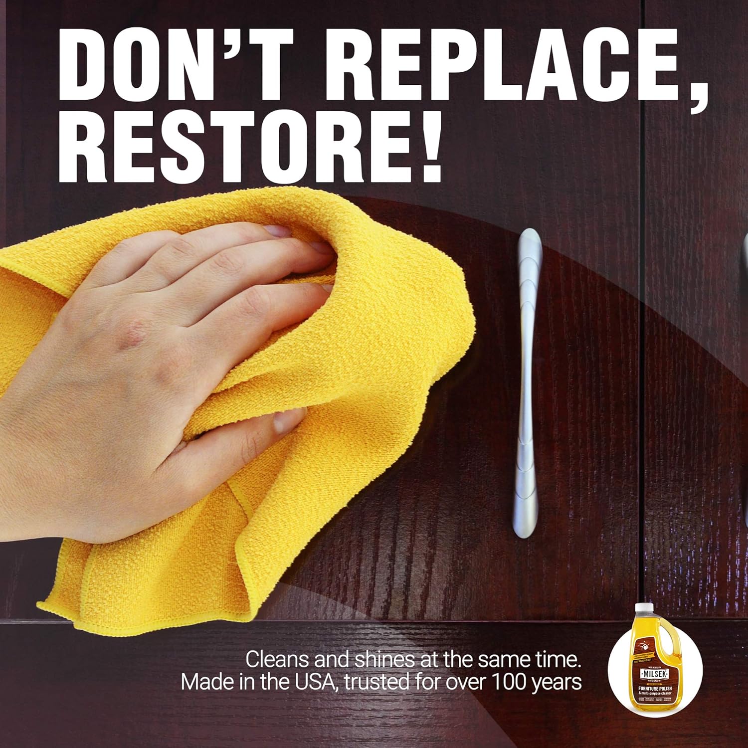 Milsek Furniture Polish and Wood Cleaner with Lemon Oil - Multipurpose Solution for Home