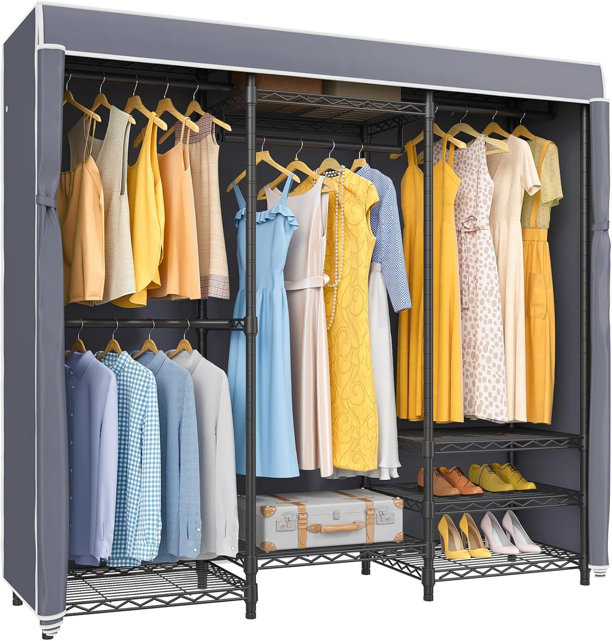VIPEK V5C Covered Clothes Rack Heavy Duty Portable Closet Wardrobe, Freestanding Black Metal
