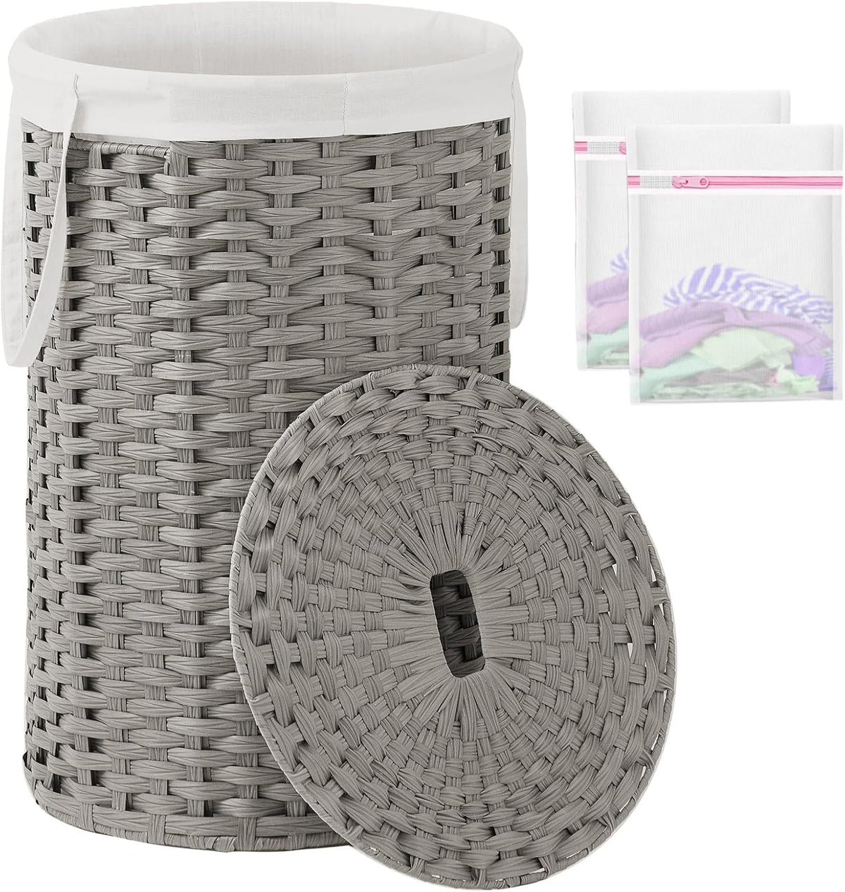 Large Laundry Hamper Laundry Basket Round 34.3 Gal (130 L) Handwoven Wicker Laundry Baskets Rattan