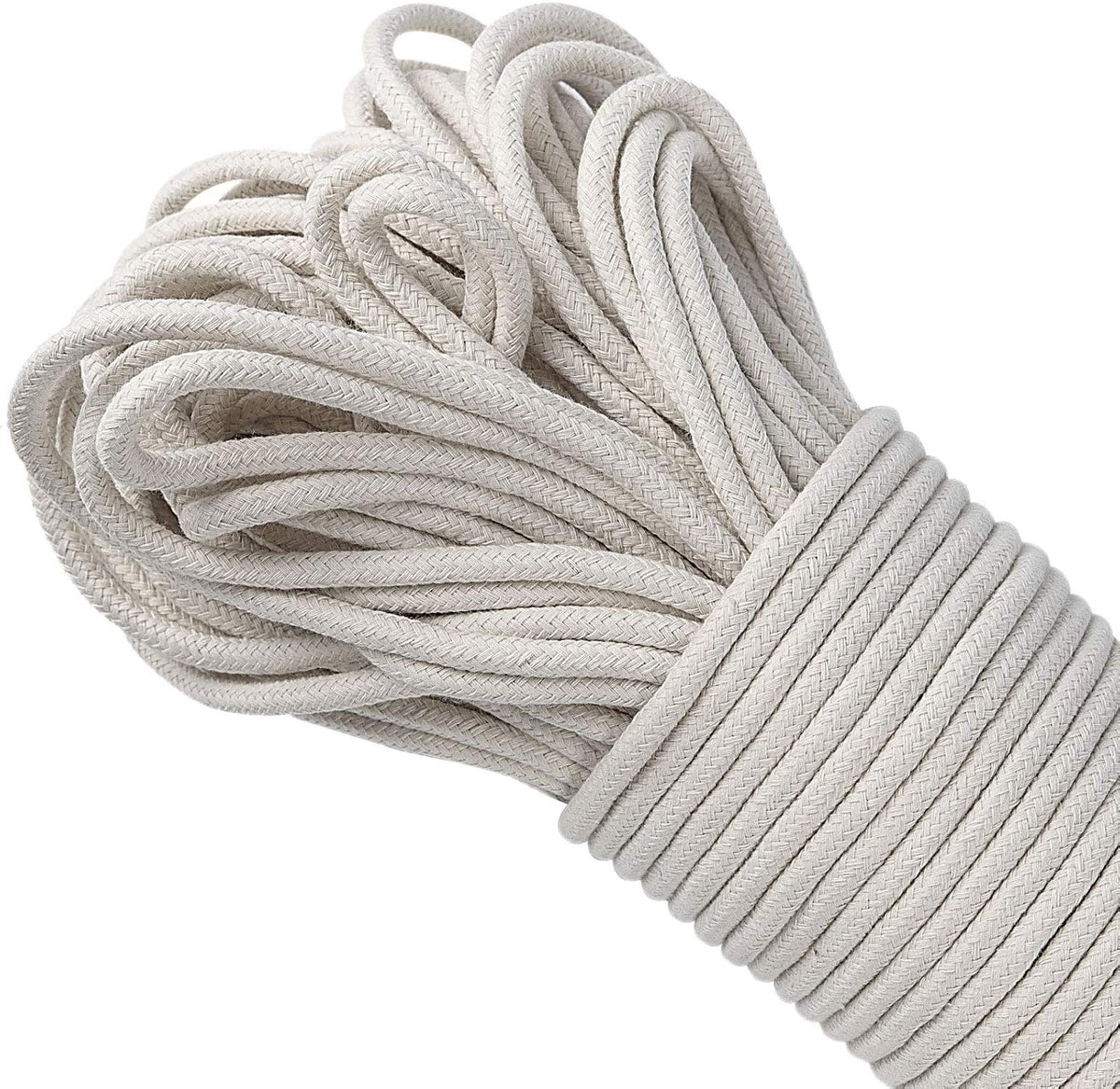 164 Feet 1/4 Inch White Natural Cotton Rope, Cotton Clothesline Rope, All-Purpose Craft Rope for
