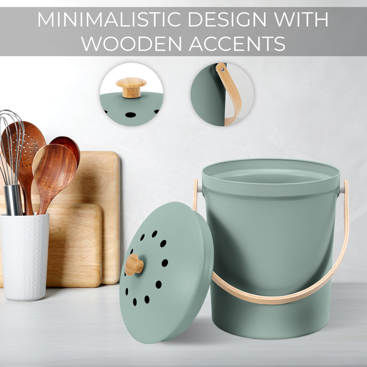 Beautiful Kitchen Compost Bin with Smell Proof Lid - Rust Proof and Odorless Compost Bucket for