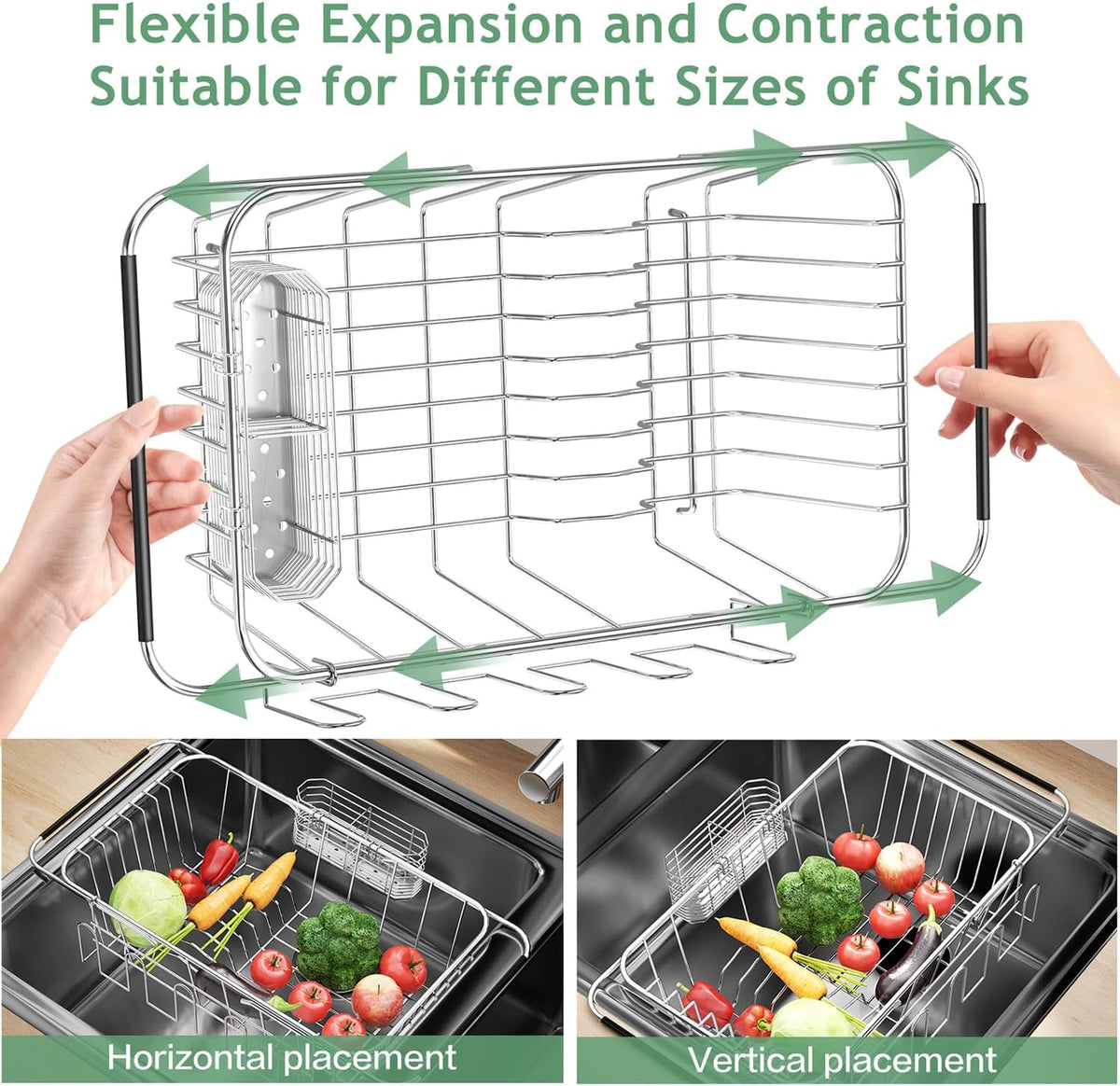 Small Dish Drying Rack in Sink, Extendable Stainless Steel Dish Drainers for Kitchen Counter