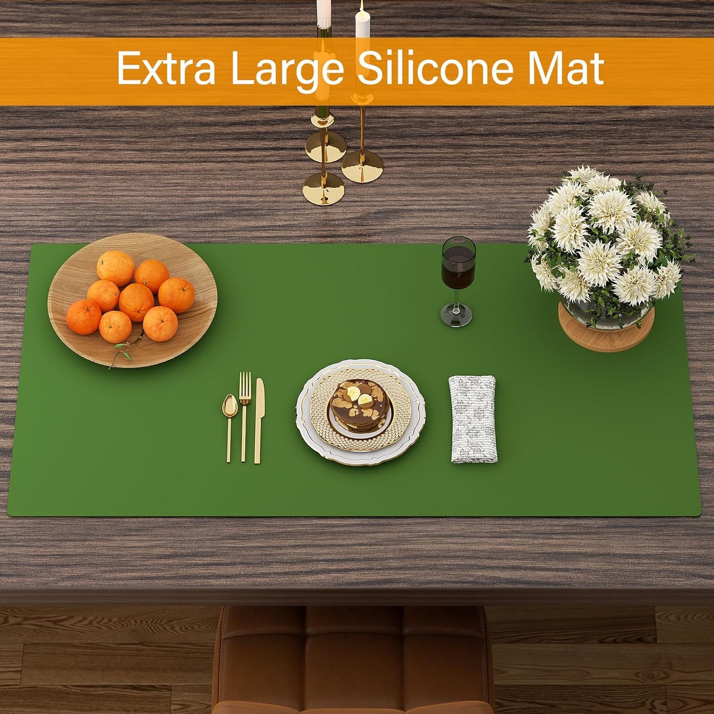 Quality Silicone Table Mat 47x24 Inch - High Heat Resistant (Lab Tested 482°F), Non-Slip