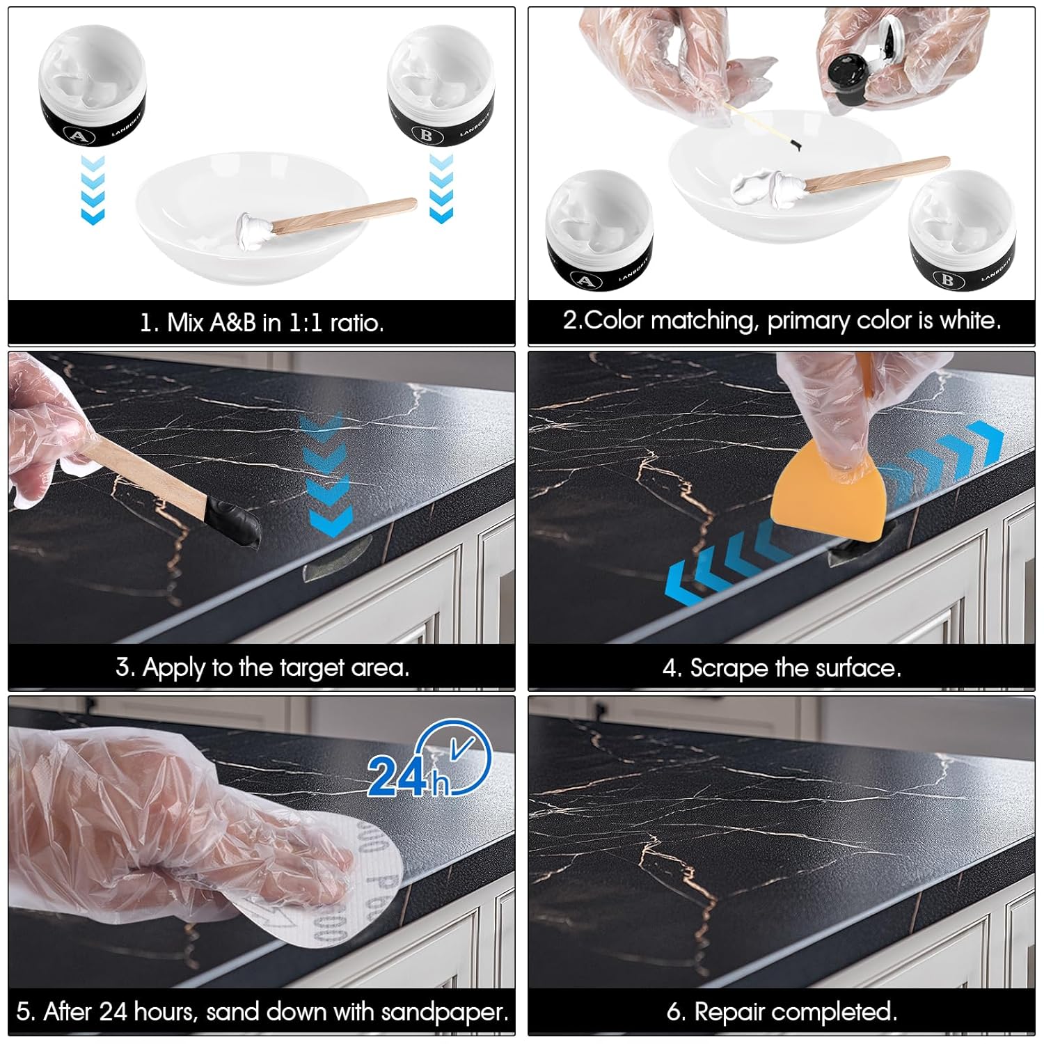 Tile & Fiberglass Tub Repair Kit(Color Matching), Porcelain Sink Repair Kit, Countertop Repair Kit