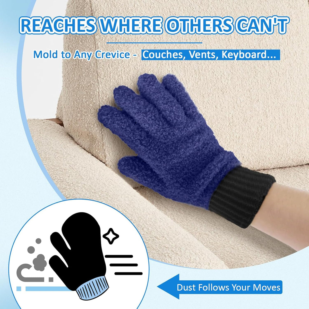 MIG4U Microfiber Dusting Gloves Washable Reusable Cleaning Mittens Gloves Kitchen House Cleaning