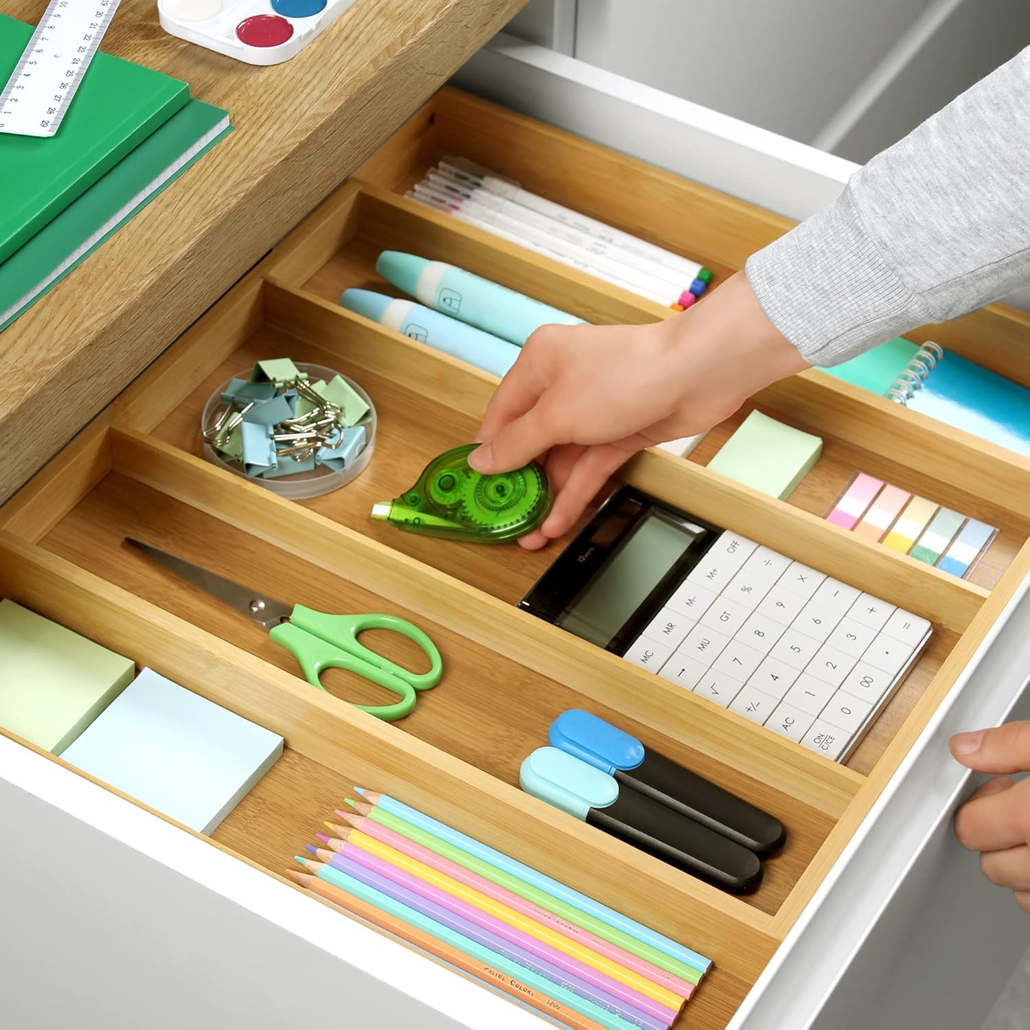 ROYAL CRAFT WOOD Luxury Bamboo Kitchen Drawer Organizer - Silverware Organizer - Utensil Holder and