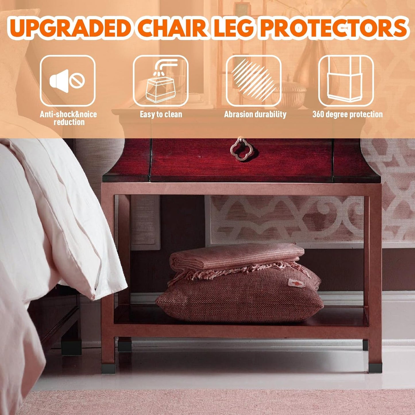 Rectangle Chair Leg Protectors for Hardwood Floors,16 PCS Silicone Covers to Protect Wood Tile