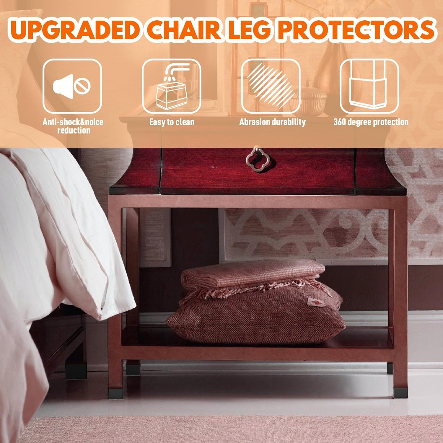 Rectangle Chair Leg Protectors for Hardwood Floors,16 PCS Silicone Covers to Protect Wood Tile