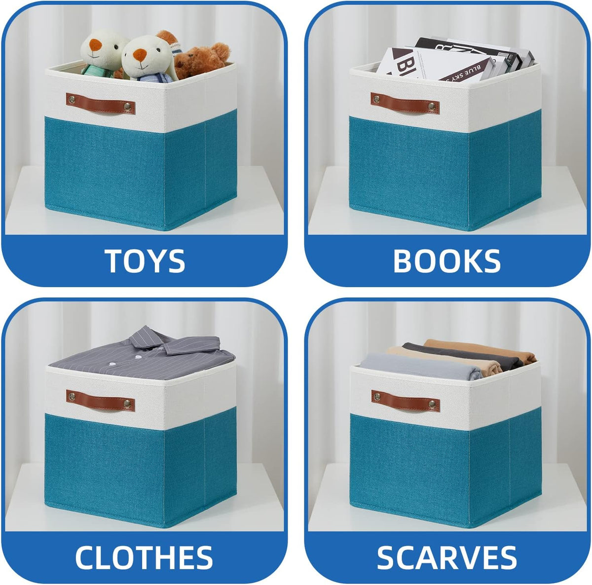Temary Storage Cube Bins 11 Cube Storage Bins Storage Baskets for Closet, Shelves 4 Pack Fabric