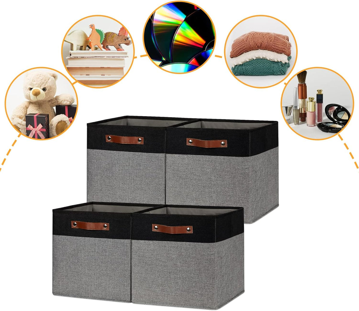 DULLEMELO 12x12 Storage Cubes, Collapsible Sturdy Cube Storage Bins With Handles for