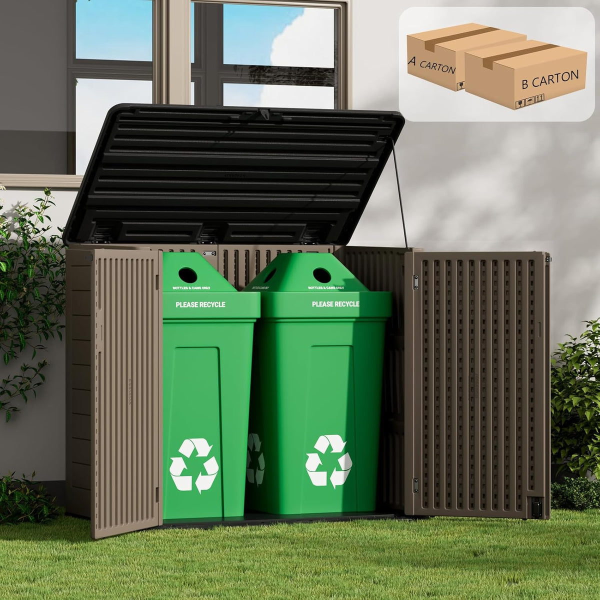 ZZM Large Outdoor Storage Shed, 48 Cu Ft Resin Versatile Storage Cabinet for Patio Accessories