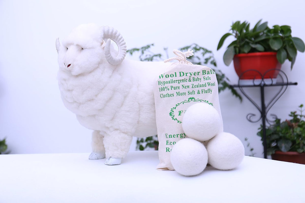 Wool Dryer Balls Organic XL 6-Pack, Reusable Natural Fabric Softener, Reduces Wrinkles,Dryer Sheets