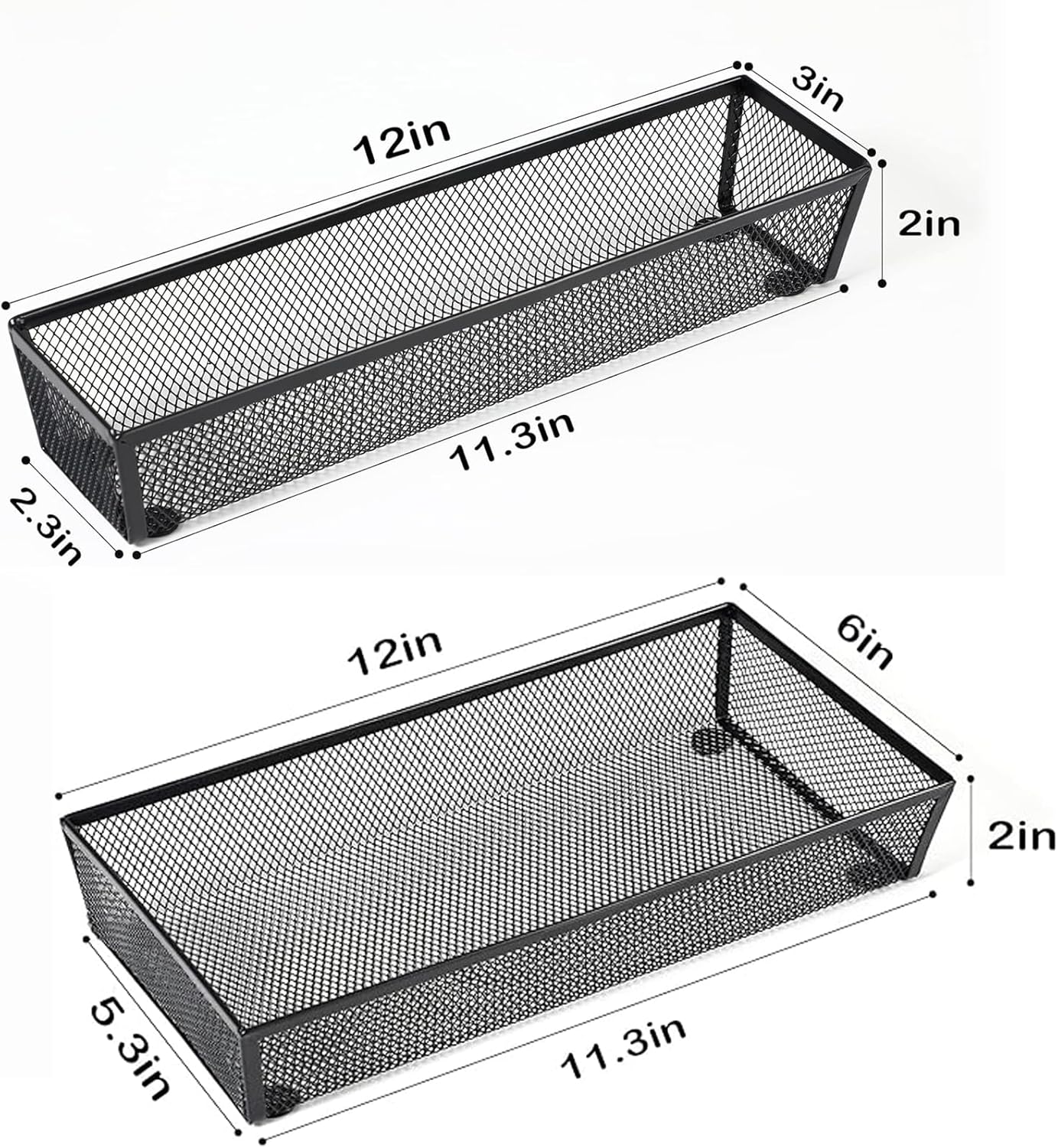 BYCY Silverware Drawer Organizer, Mesh Utensil Organizer for Kitchen Storage, Black Steel Metal