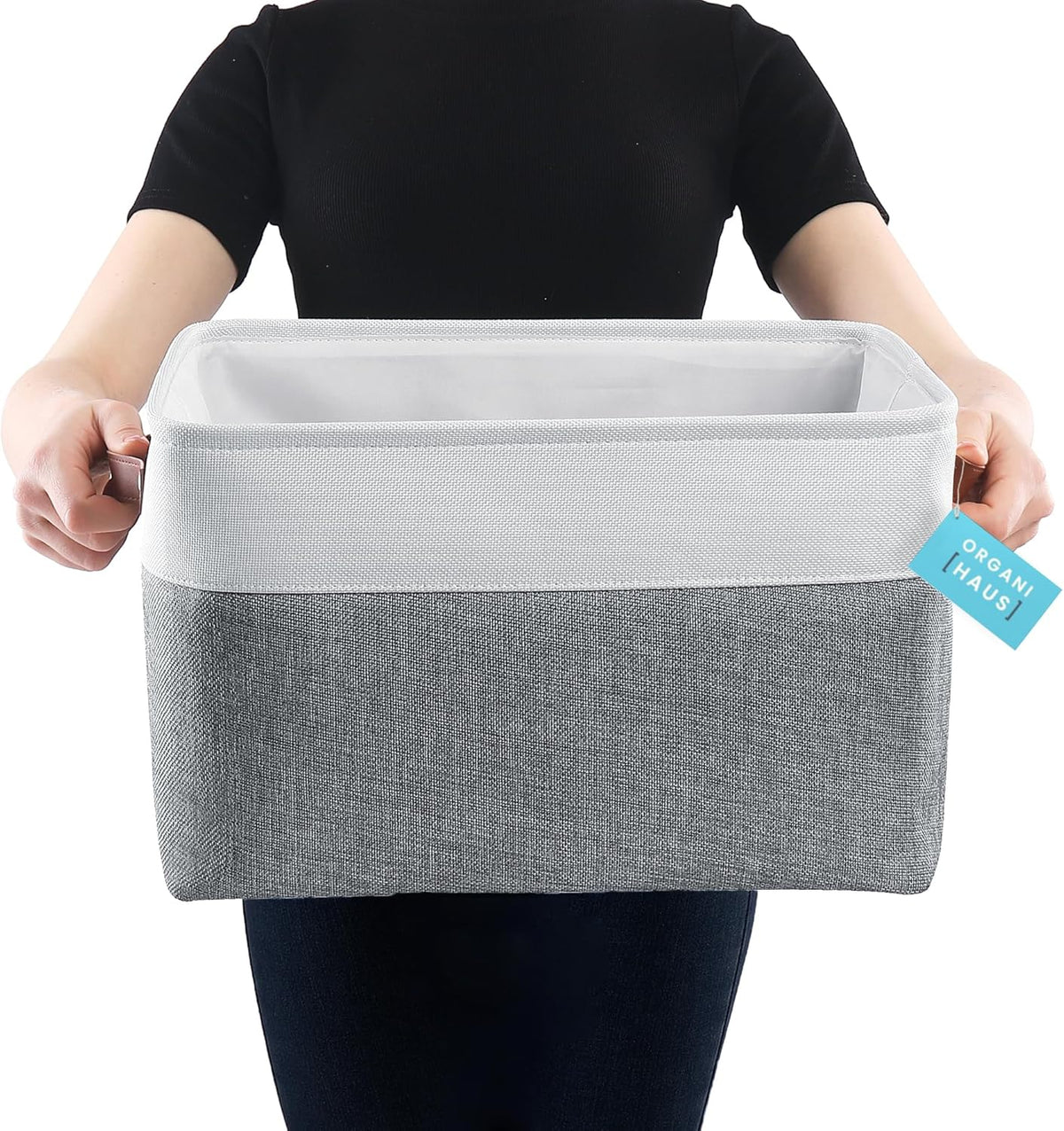 OrganiHaus Extra Large Fabric Storage Baskets for Shelves 3 Pack | 16x13in Closet Storage Bins for