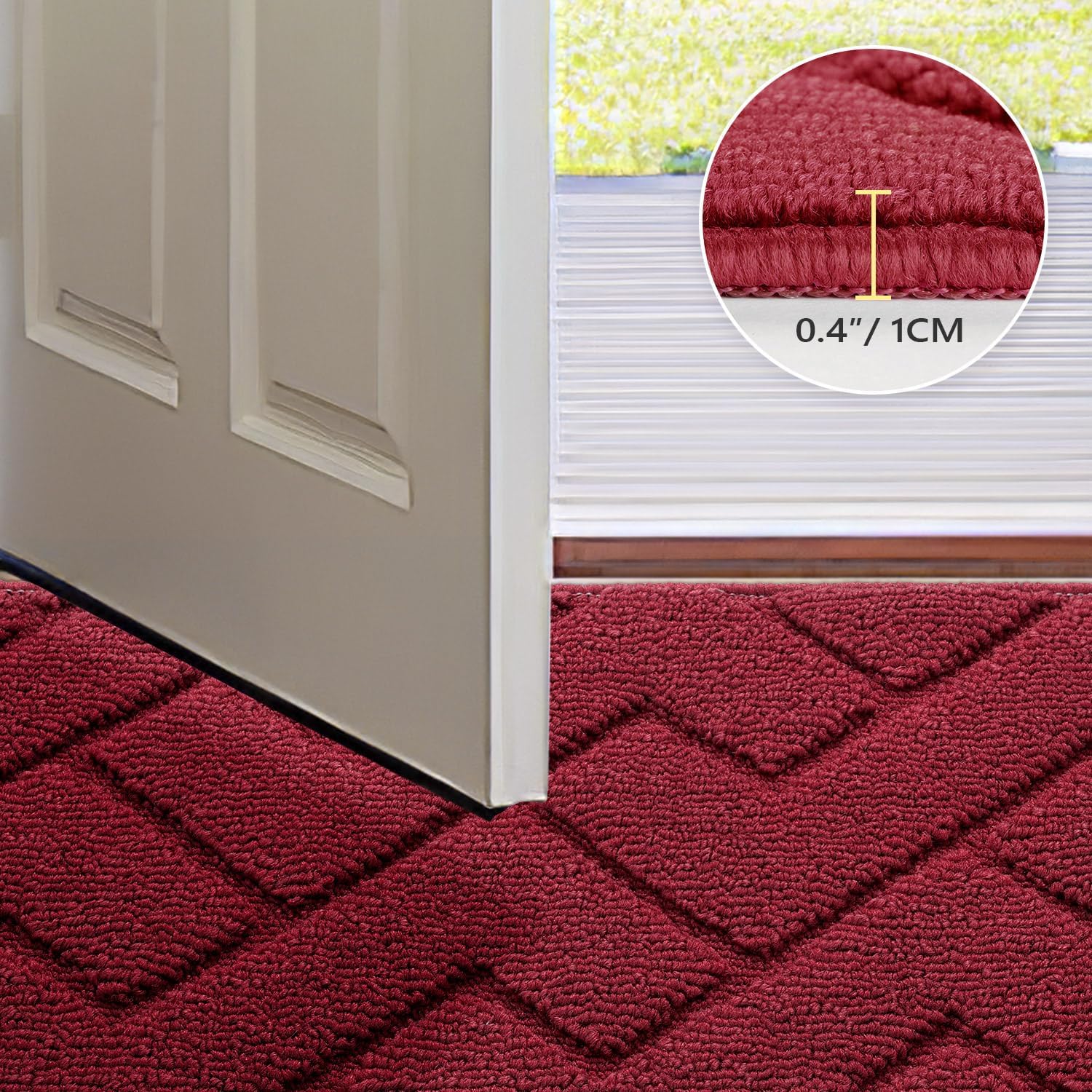 hicorfe Front Door Mat Outside Entrance,32"x40" Absorbent Muddy Dirt Resist Welcome Door Mats