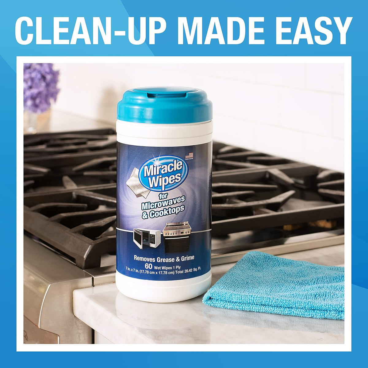 MiracleWipes for Microwaves and Cooktops, Easily Removes Food and Grime Buildup, Safe and