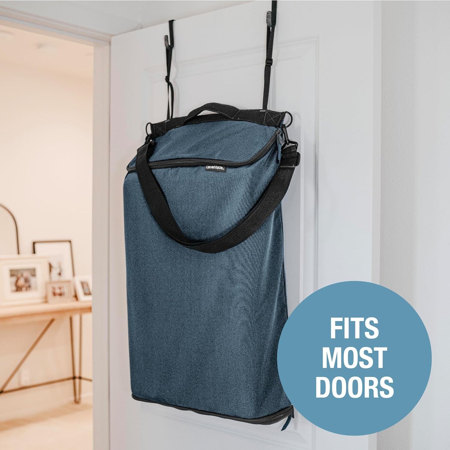CleverMade Convertible Laundry Hamper Bag - Shadow Gray Stone holds 21.5L / 20 lbs 1 Compartment