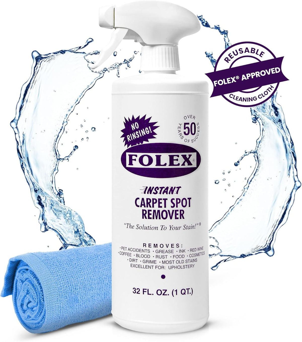 FOLEX Instant Carpet Spot Remover 32 oz – Powerful Stain Remover for Carpets, Upholstery & Rugs