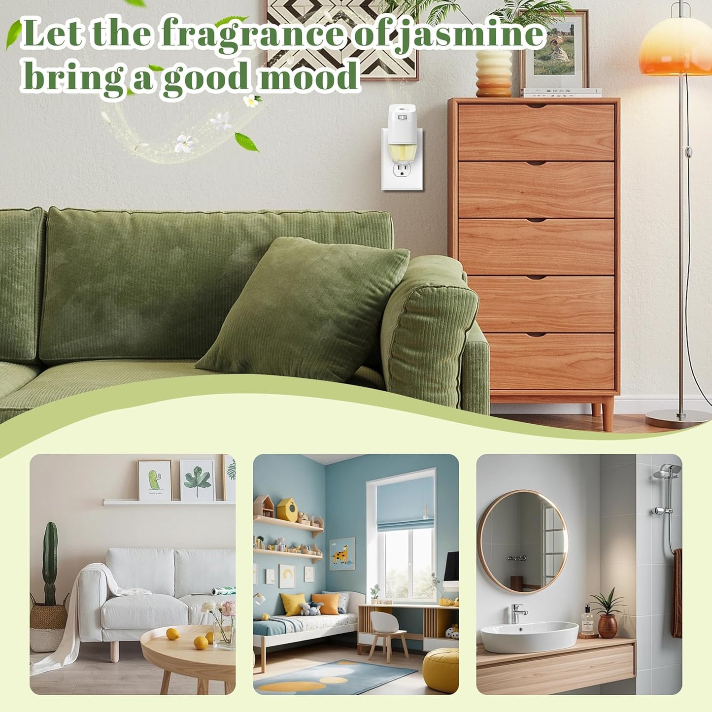 Plug-in Refills Home Plug-in Air Freshener - Jasmine Essential Oil Refills 6 Count Long-Lasting