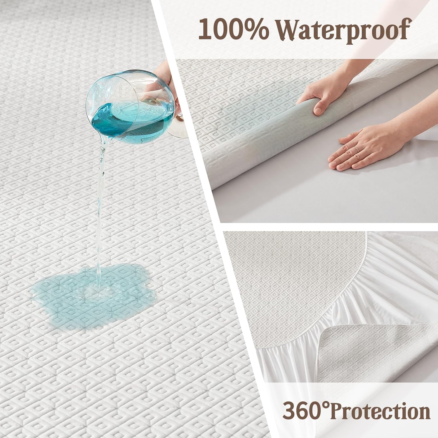 BEDLORE California King Mattress Protector, Waterproof Noiseless Mattress Cover with Deep Pocket