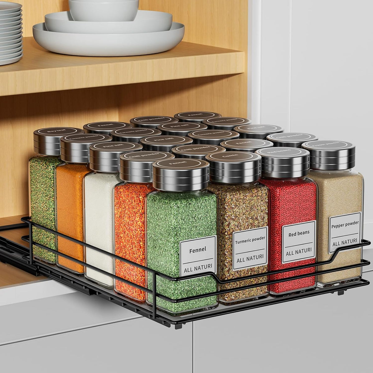 RCHYFEED Pull Out Spice Rack Organizer for Cabinet,Slide out Spice Organizer for Inside