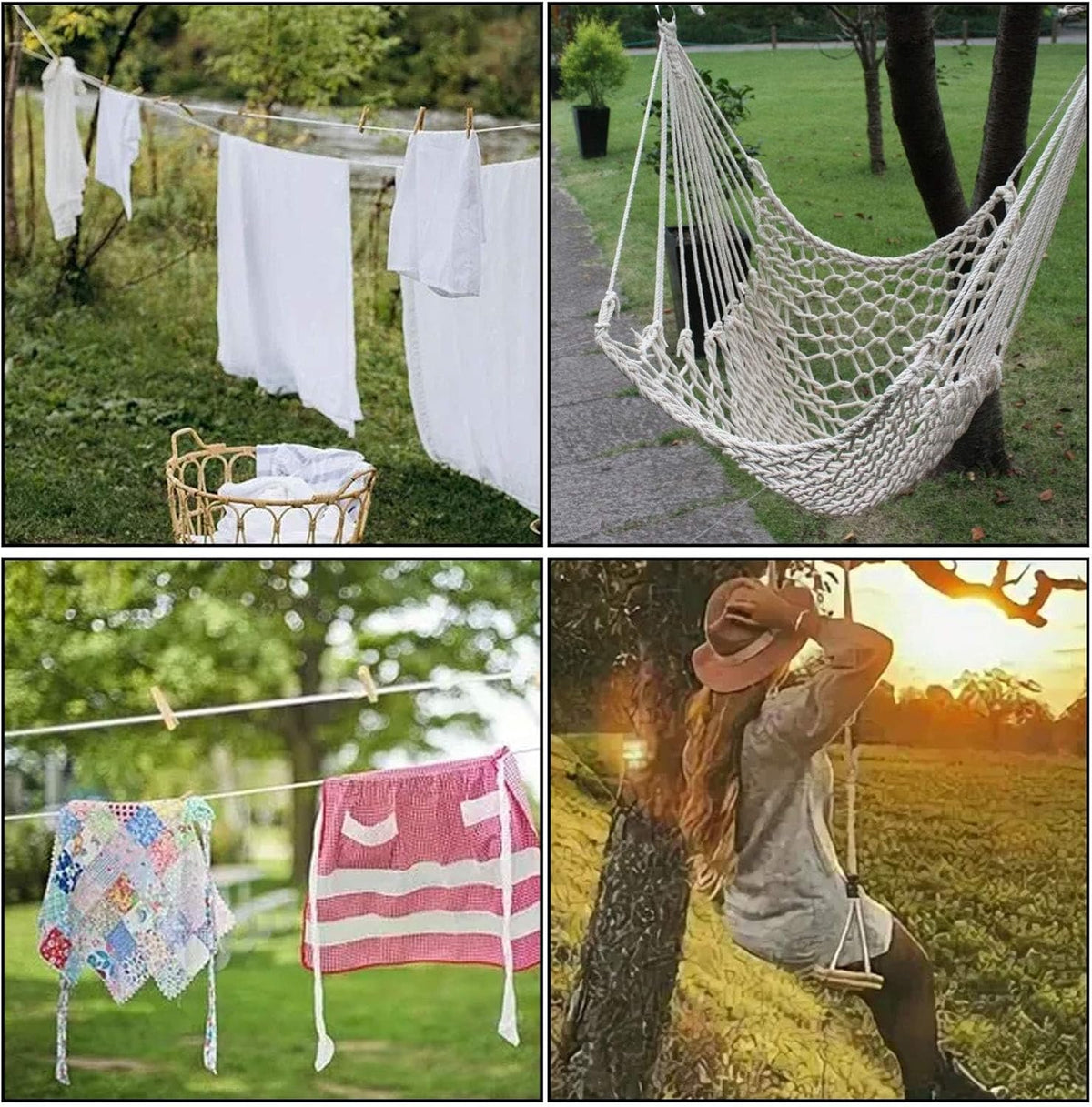 ZOENHOU Cotton Rope, 328 Feet, White, Natural, Clothesline, Strong, Laundry Line, DIY Crafts, Art