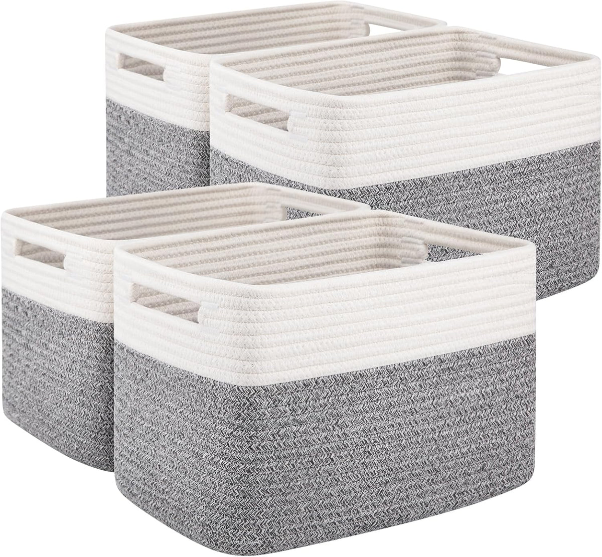 OIAHOMY 4 Pack Storage Baskets for Organizing, Basket for Shelves with Handle, Woven Baskets for