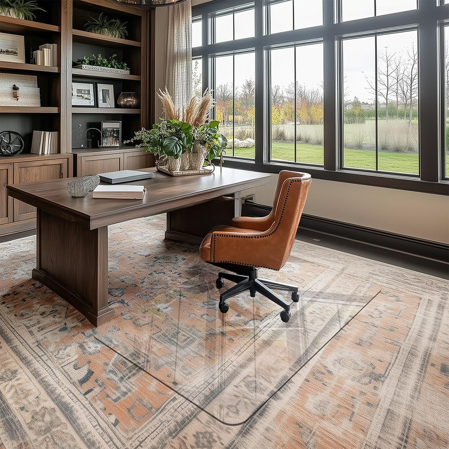 Office Chair Mat for Carpet & Hardwood, Upgraded 32" x 48" Dual Use Tempered Glass Chair Mat for