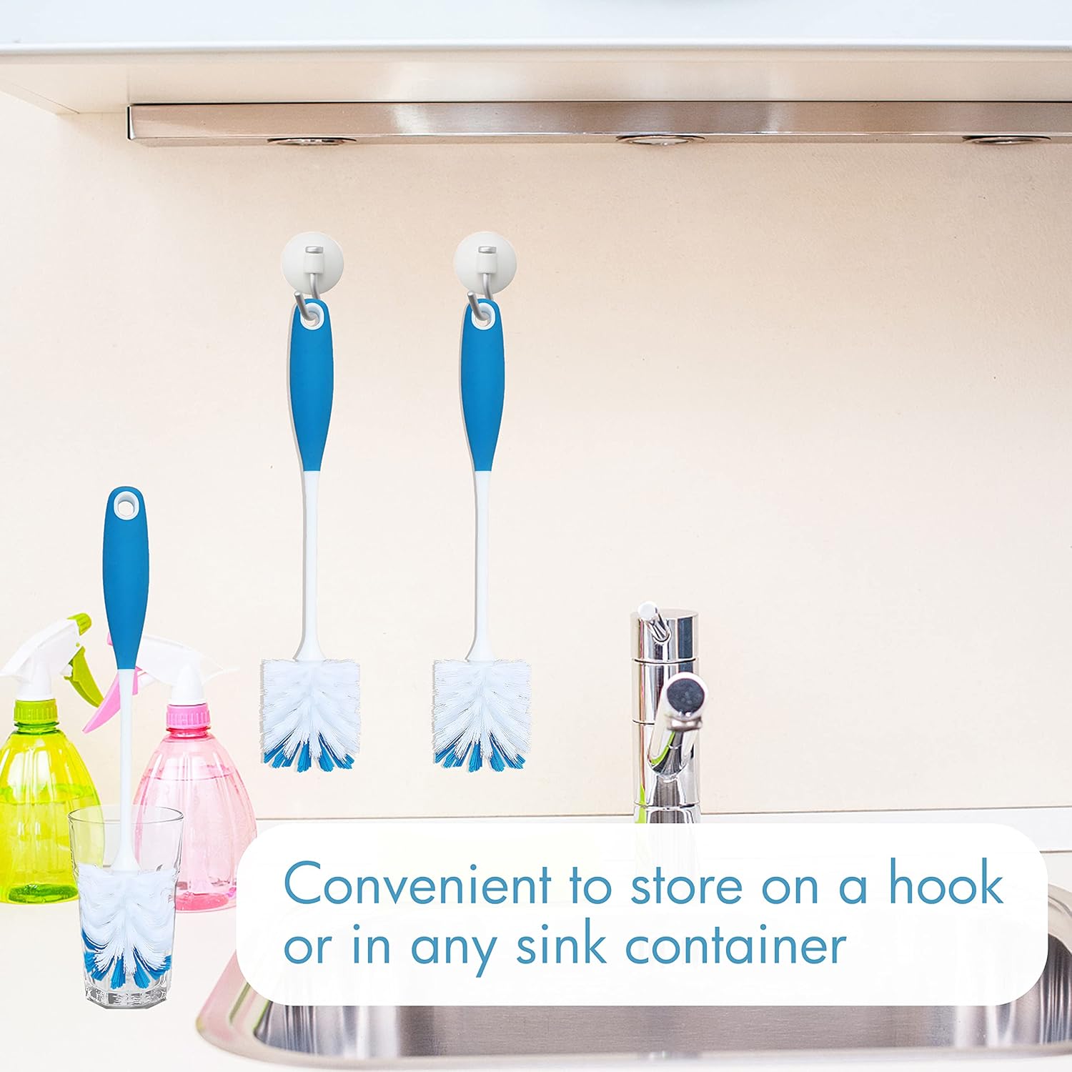 PHYEX 2 Pack Long Handle Bottle Scrubbing Brushes, Water Bottle Cleaner for Washing Glasswares